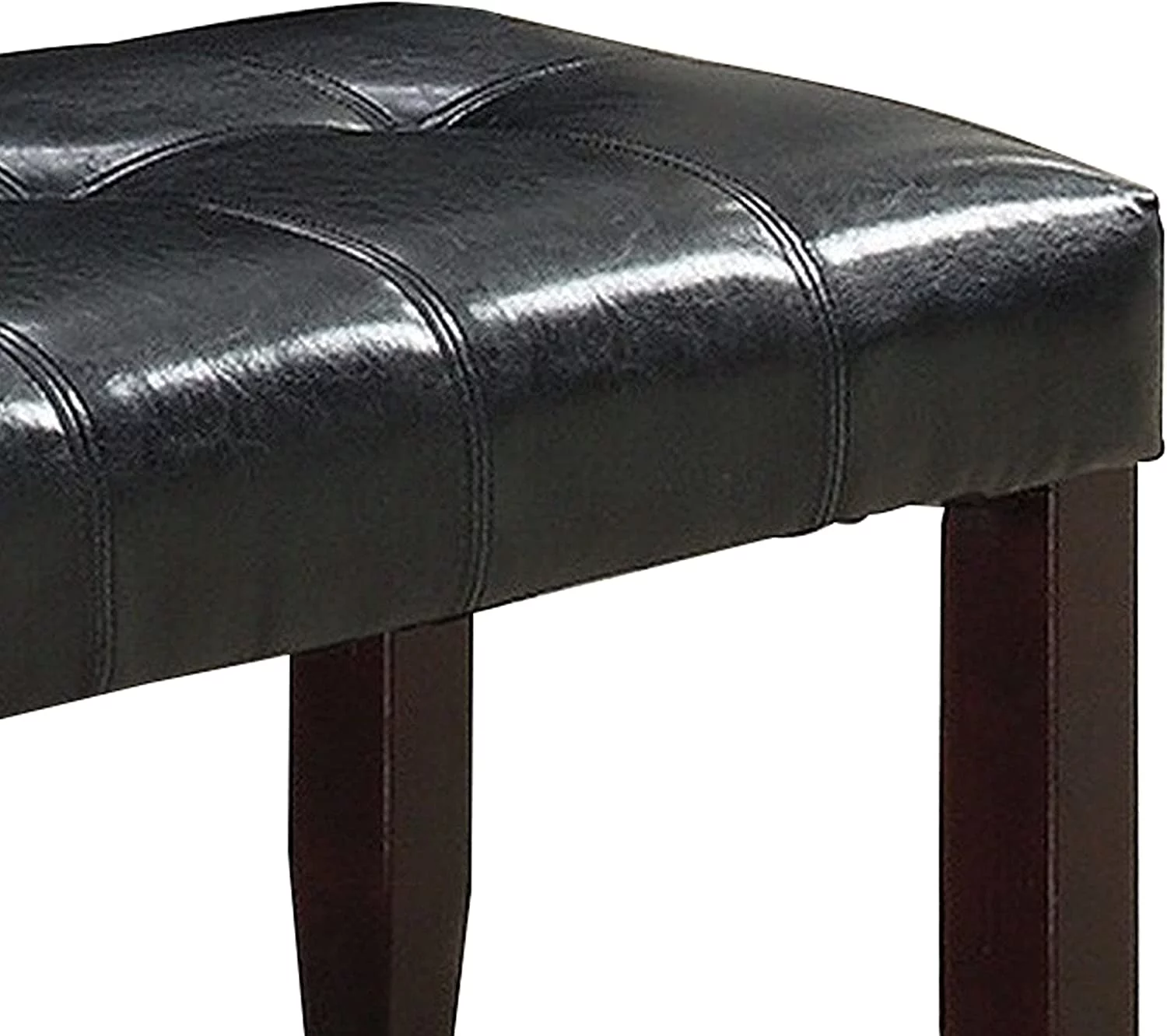 Upholstered Dining Room Bench Ottoman Medium Brown Leather