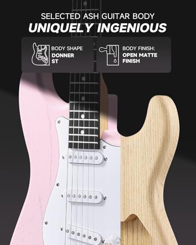 DONNER DST-80 Electric Guitar 39” Beginner Electric Guitar Kit with Amp, Classic SSS Pickup Complete with Gig Bag, Tuner, Capo, Strap, Picks