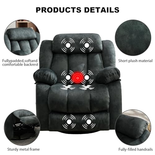 INZOY Massage Swivel Rocker Recliner with Heat and Vibration, Manual Rocking Recliner Chair with Vibrating Massage