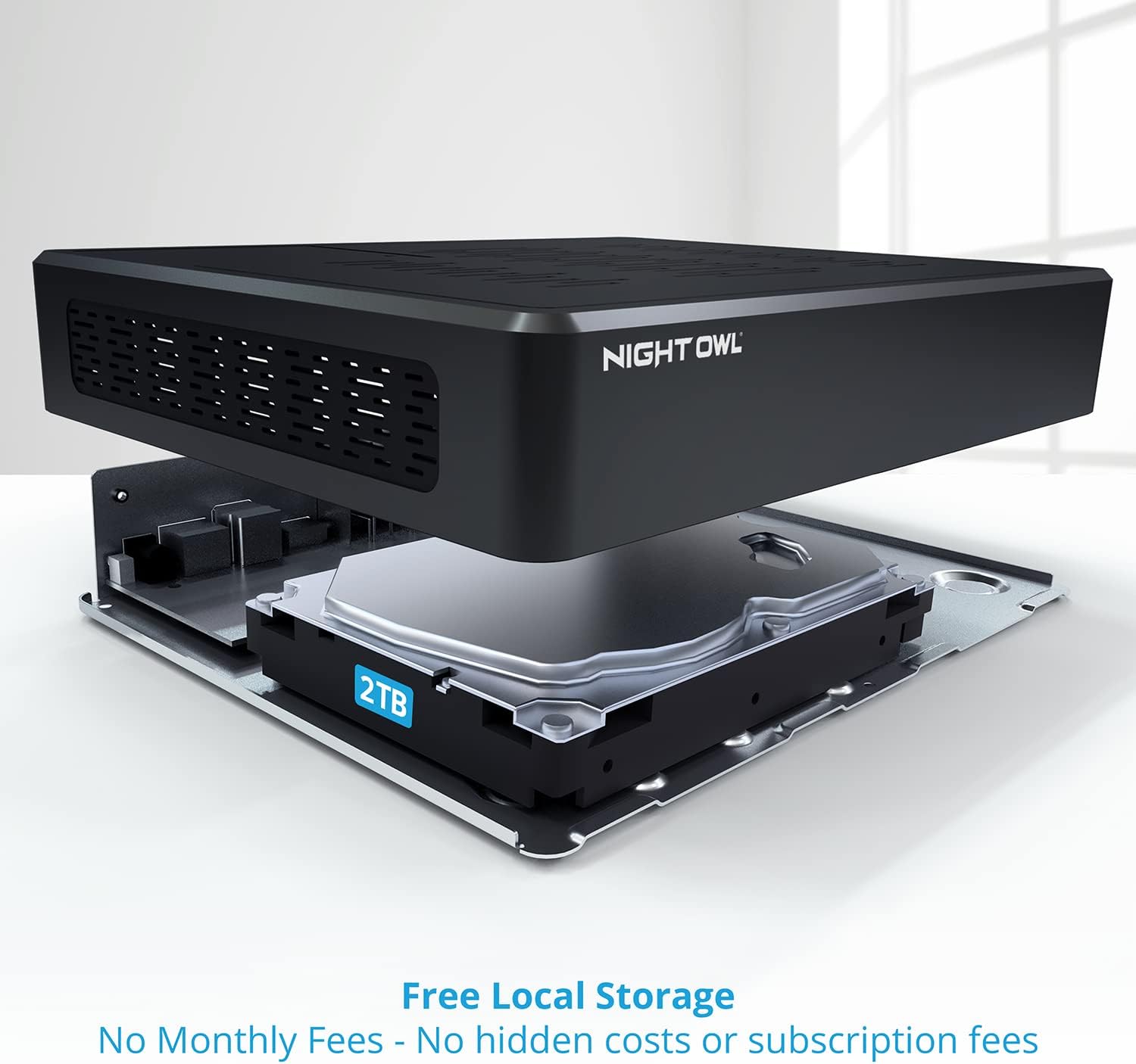 Night Owl Expandable 12 Channel Wired Bluetooth DVR with (8) Wired BNC and (2) Wired IP 4K UHD Spotlight Cameras and 2TB Hard Drive