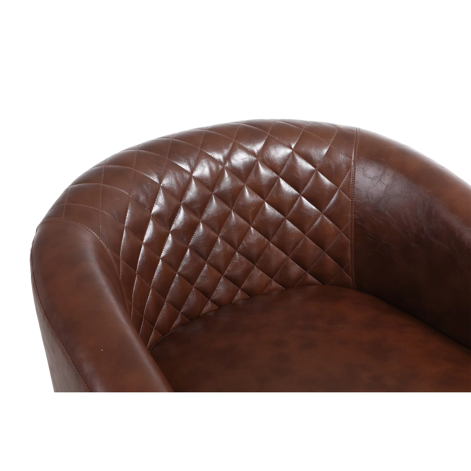 Clihome  PU Leather living Room Barrel Chair with Nailheads Black