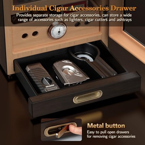 Cigar Humidor, Lighted Control Magnetic Door Desktop Cigar Humidor Cabinet
