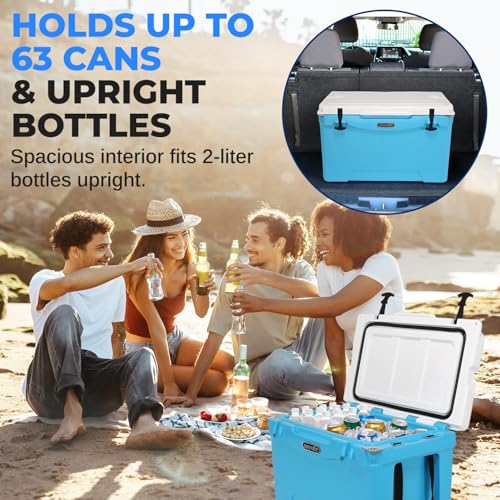 SereneLife Ultra-Tough 45 Quart Rotomolded Cooler Box with Wheels, Holds Upto 56 Cans, Keeps Ice Up to 5 Days