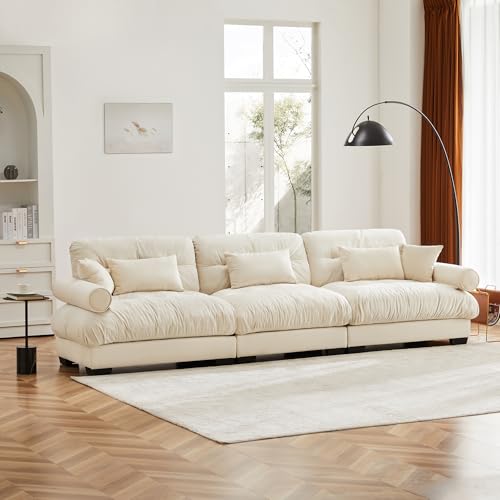 130" Modular Sectional Sofa,Velvet Upholstered Couches for Living Room,3 Seater Green Sofa Couch with Movable Ottoman