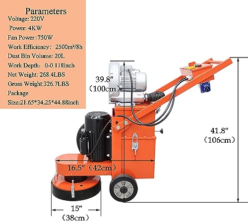 BREVELTION Cement Ground Grinder Grinding Concrete Epoxy Floor Paint and Cement Floor Polishing Dust-free Grinder 220V