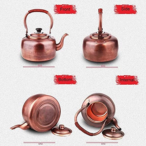 RUTAVM Teakettle Stovetop Copper Whistling Tea Kettle Vintage Tea Kettle Whistling Tea Pots Teapot Stovetop with Handle Coffee Pots for Gas Stove Tea