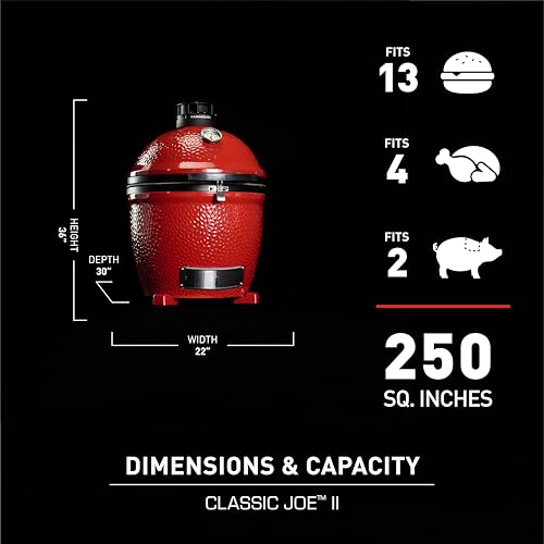 Kamado Joe Classic Joe Series II 18-inch Ceramic Charcoal Grill and Smoker with Cart, Side Shelves