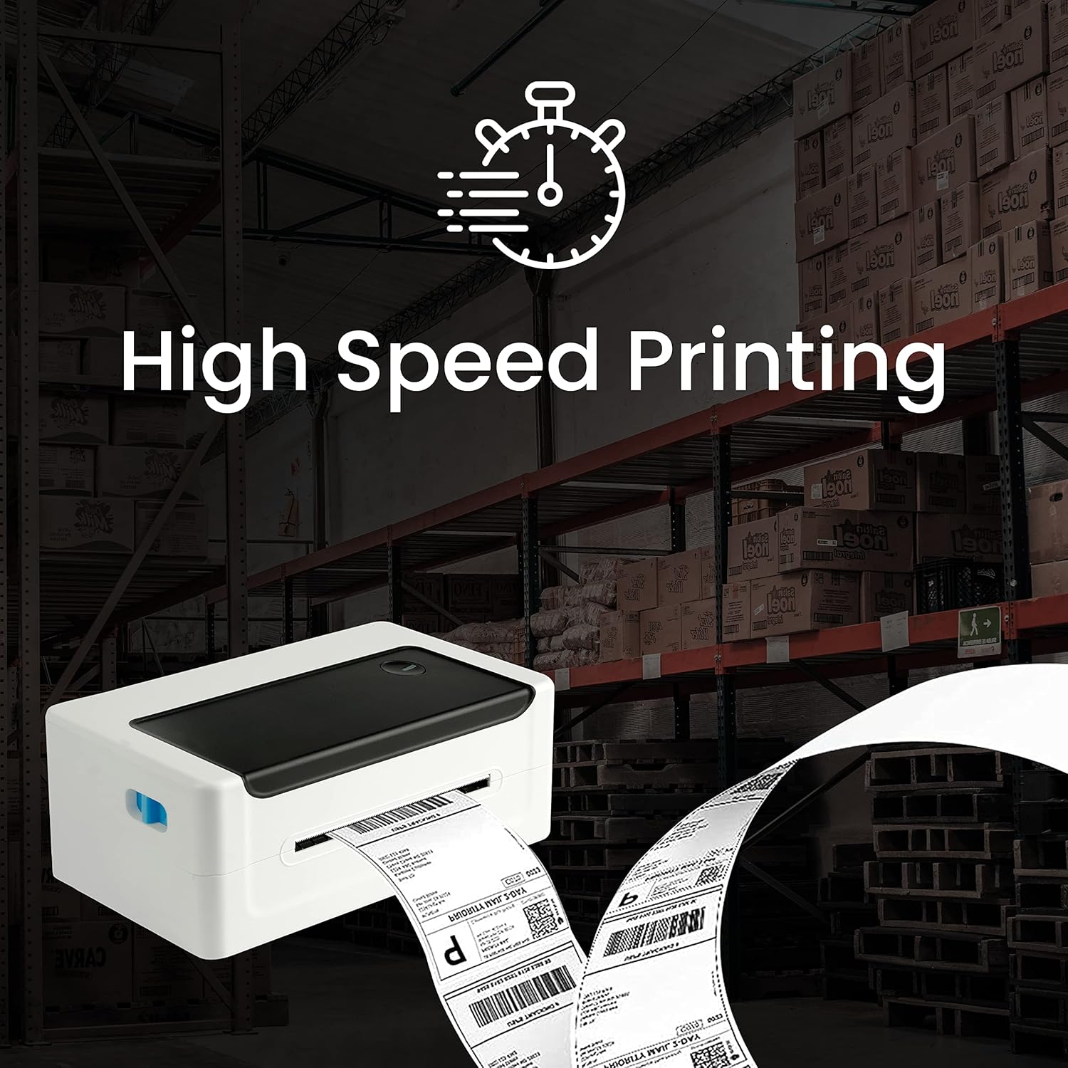 Shipping Label Printer 4inch with USB+Bluetooth Port, Thermal Label Printer for Shipping Packages Postage Home Small Business, Compatible with Etsy
