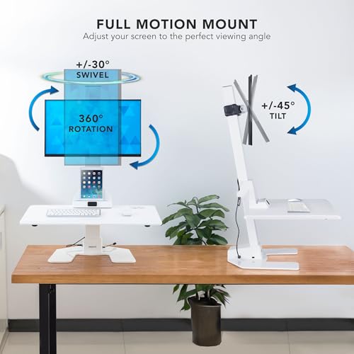 Mount-It! Electric Standing Desk Converter - Motorized Sit-Stand Desk Riser with Monitor Mount