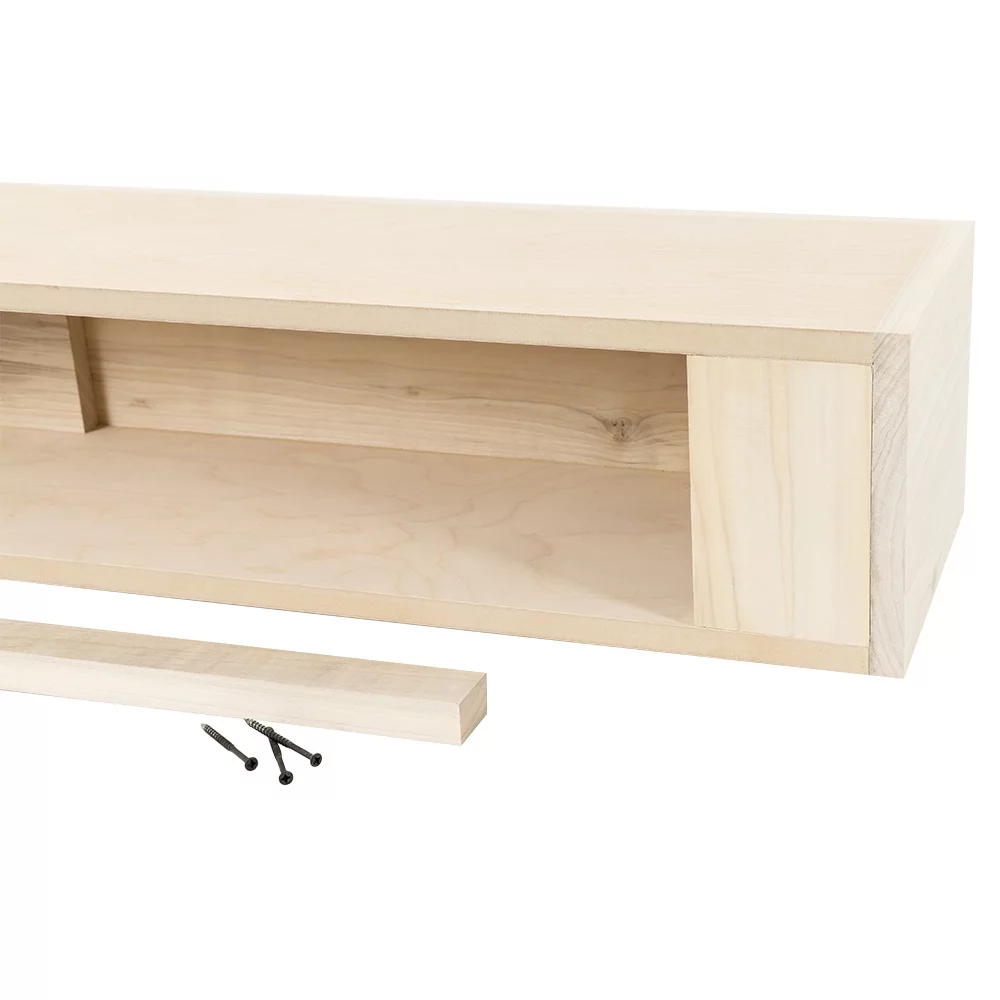 Modern Ember Boone 48 inch Floating Wood Fireplace Mantel Shelf - Unfinished