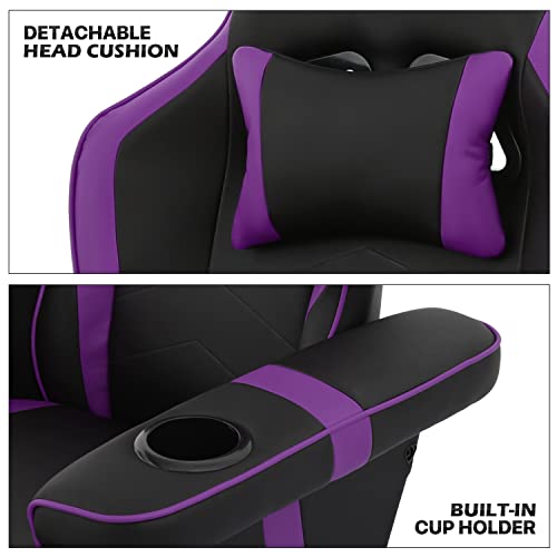 MoNiBloom Video Gaming Chair Racing Style Single Living Room Sofa Recliner with Detachable Headrest
