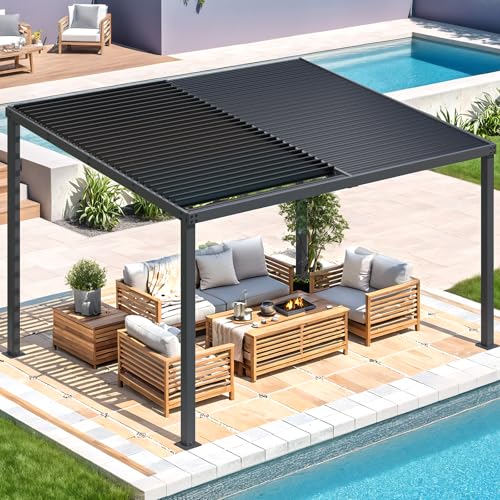 AECOJOY 10&rsquo; x 10&rsquo; Gazebo, Wall Mounted Gazebos Pergola on Clearance, Outdoor Patio Lean to Gazebo Awnings for Deck, Porch