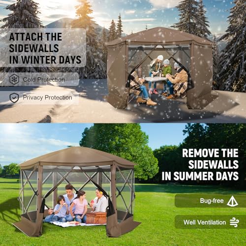 COBIZI 12x12ft Pop up Gazebo Screen Tent Screen House for Camping, Camping Outdoor Screened Gazebo, Canopy Tent
