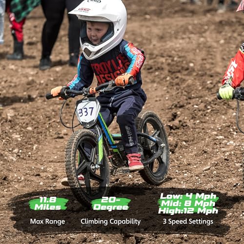 OLALA Electric Dirt Bike for Kids Aged 3-6, 170W Racing Grade Electric Motorcycle, New Aluminum Frame with 2 Power Modes, 24V Detachable Battery