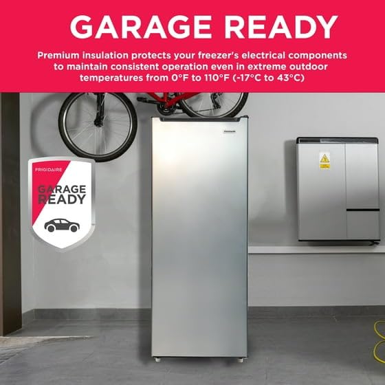 6.5 Cu. Ft. Upright Freezer with Adjustable Temperature, Space-Saving Design, and 6 Shelves &ndash; Platinum Silver - Stainless Steel Look