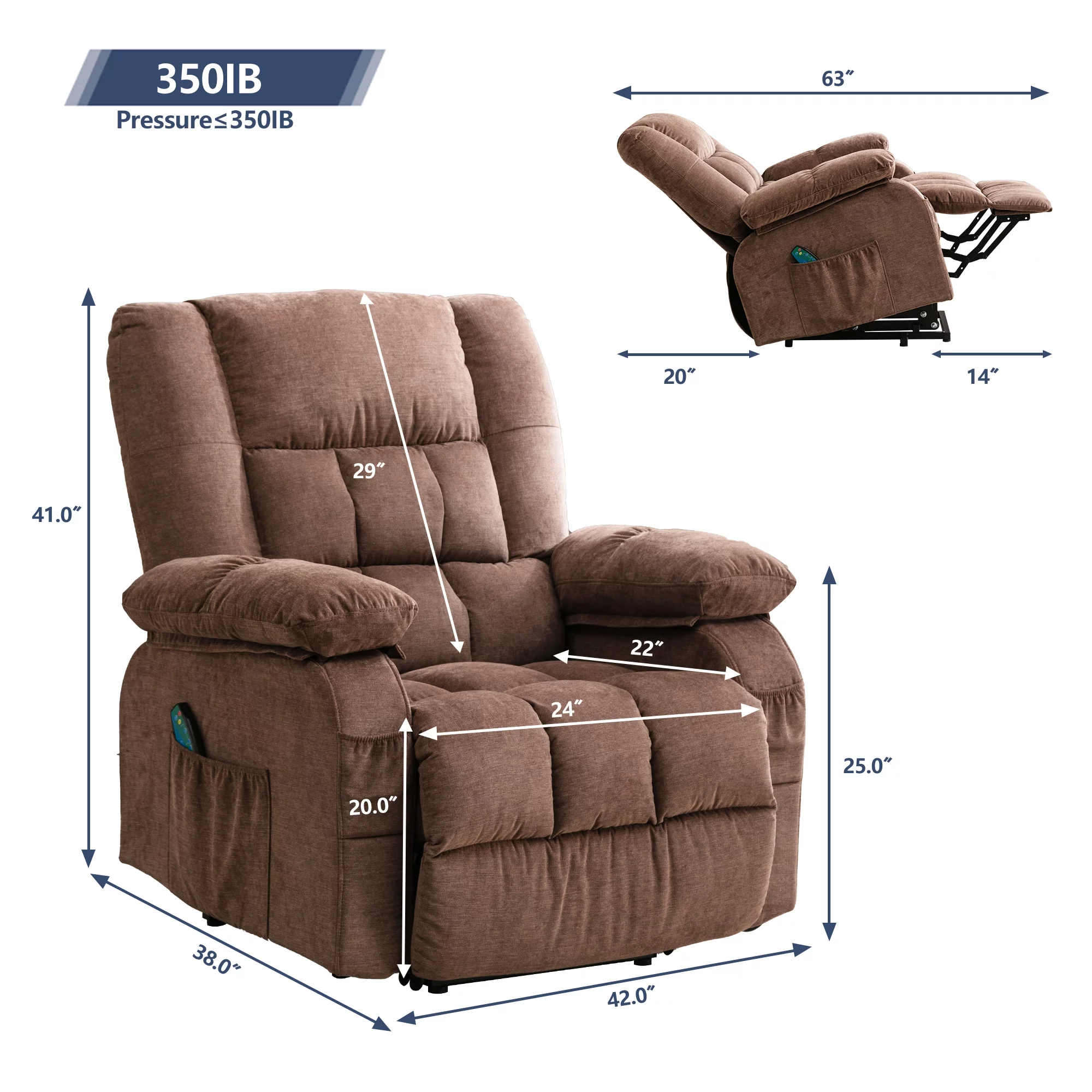 JONPONY Power Lift Recliner Chair Recliners for Elderly with Heat and Massage Recliner Chair for Living Room with Infinite Position and Side Pocket