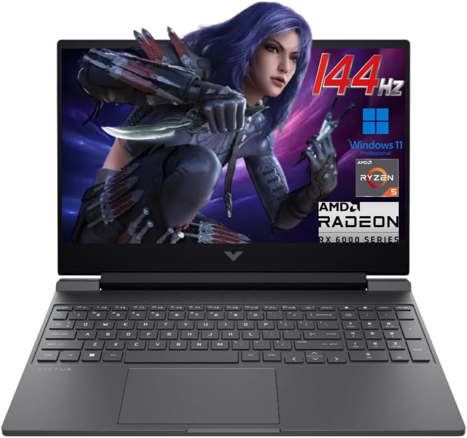 HP Victus 15.6" 144Hz FHD Gaming Laptop,AMD Ryzen 5 7535HS,16GB DDR5 RAM,512GB SSD,AMD Radeon RX 6550M,Beats RTX 2050,Backlit Keyboard,Windows11 Pro