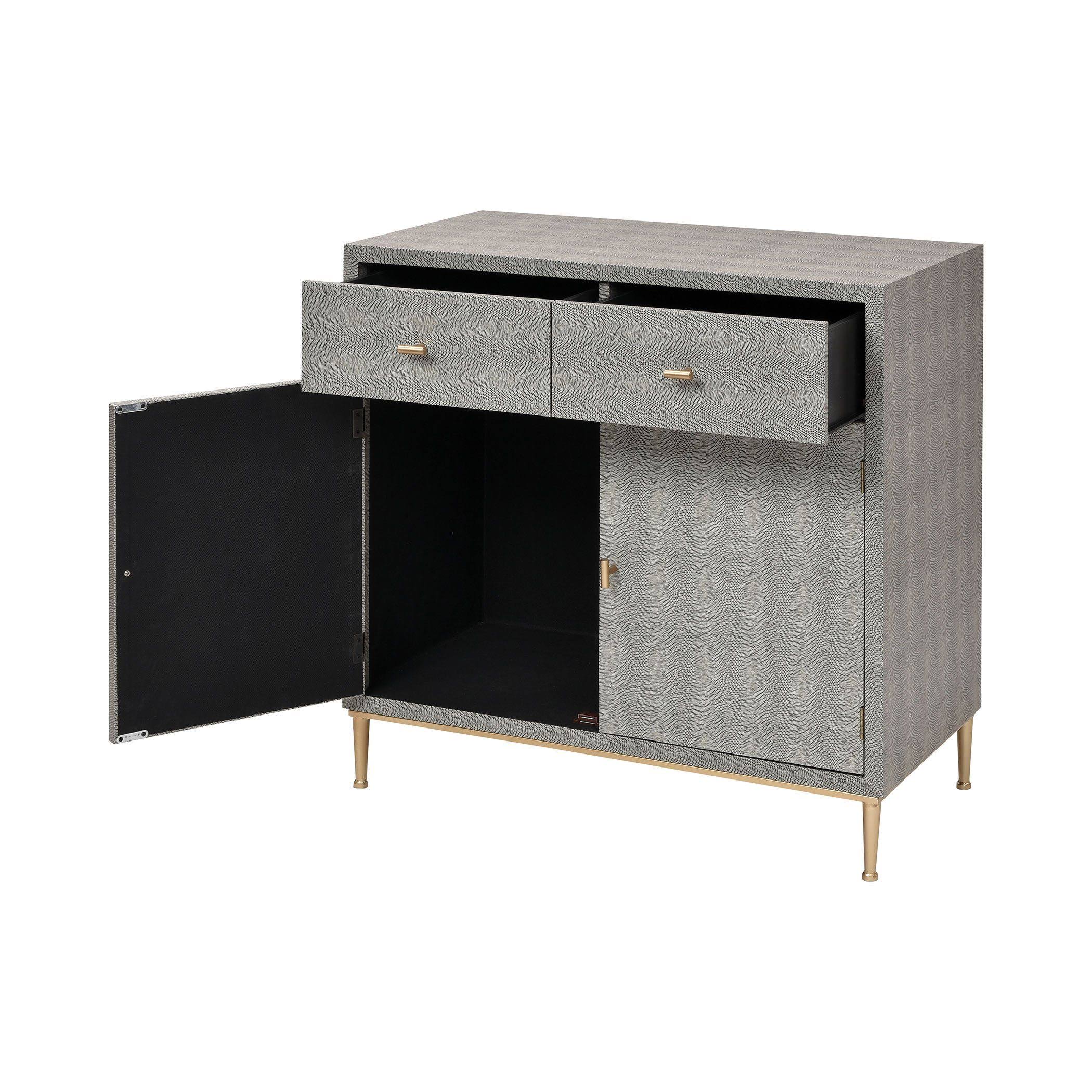 Elk Home 3169-102 Sands Point 2-Door 2-Drawer Cabinet in Grey and Gold