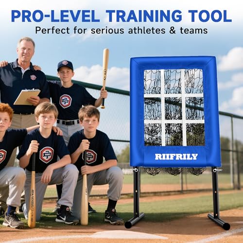 Heavy-Duty 9 Hole Baseball Pitching Net with Pitching Target Pockets, Regulation Size Strike Zone