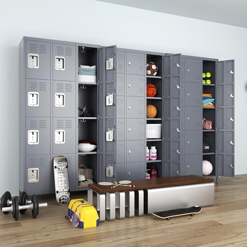 Metal Locker 3 Doors Storage Lockers for Employee,72" Tall Locker with Shelves and Hooks Steel Sports Locker for Office School Office Gym Home Garage