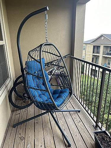 Yechen Hanging Egg Chair with Stand and Footrest for Indoor Outdoor