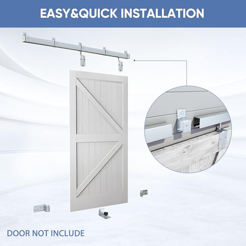 BARNSMITH 8FT Exterior Barn Door Hardware, Sliding Barn Door Hardware Kit Heavy Duty Barn Door Track for Outdoor Use(NO Door, Hardware Only)