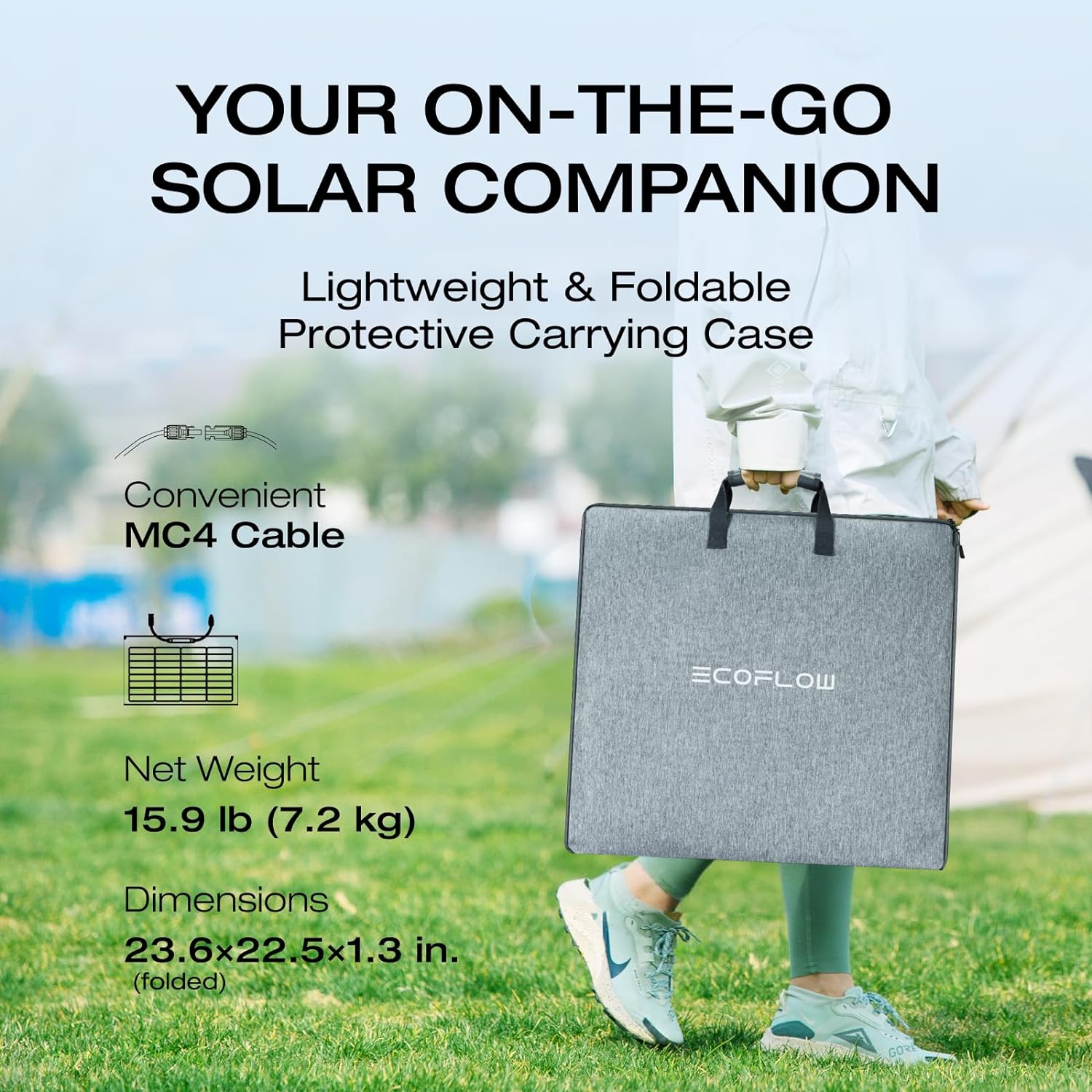 EF ECOFLOW 220 Watt Portable Solar Panel, 25% High Conversion Efficiency N-Type Solar Cell, NextGen Foldable Solar Panel with Adjustable Kickstand