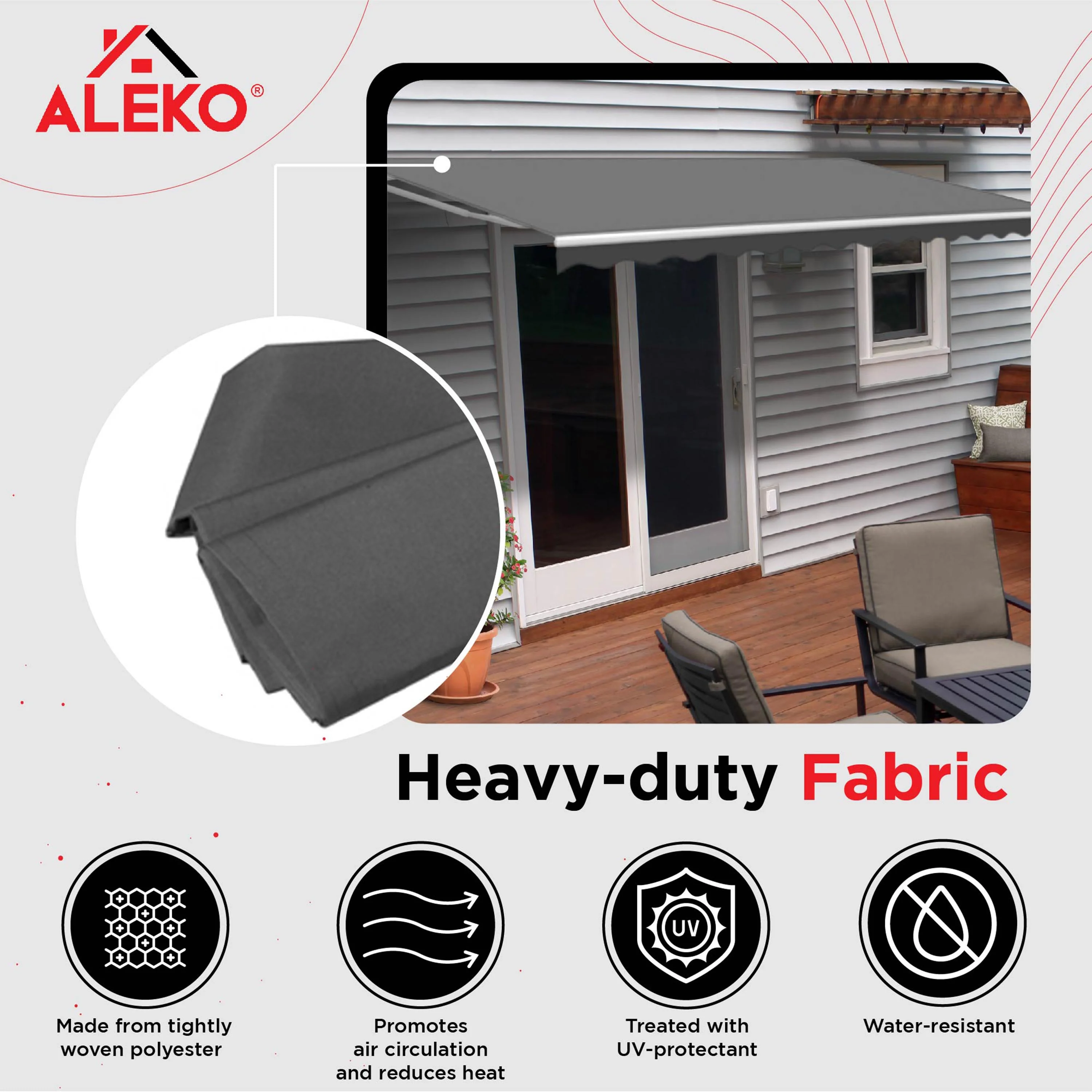 ALEKO 13' x 10' Motorized Retractable Patio Awning Canopy, Gray Color