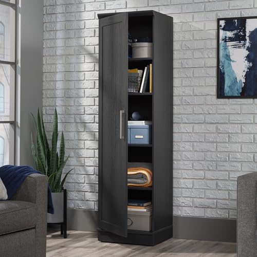 Sauder HomePlus Narrow Pantry Storage Cabinet Slim Single Door with Adjustable Shelves, Kitchen Laundry Bathroom Storage Cabinet, in Soft White