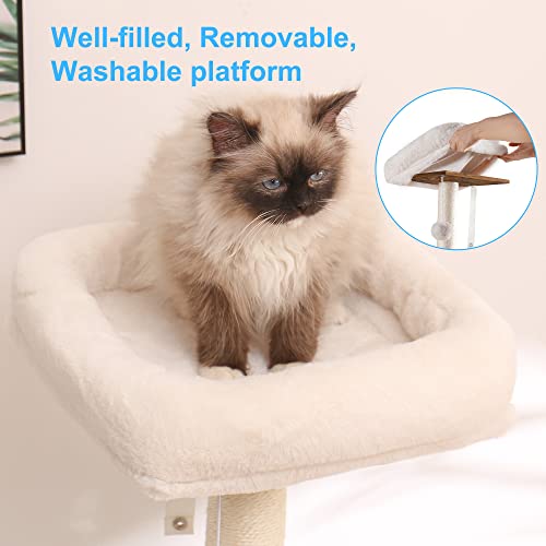 Hey-brother Cat Tree with XL Litter Box Enclosure, All-in-one Cat Tower for Indoor Cats with Large Hammock, Bed, Food Station, Scratching Posts