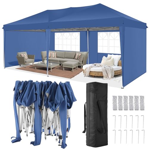 COBIZI Canopy 10x20 Pop Up Canopy Tent with 6 Sidewalls Party Tents for Parties Weddings Backyard Waterproof Canopy Outdoor Commercial Canopy Event