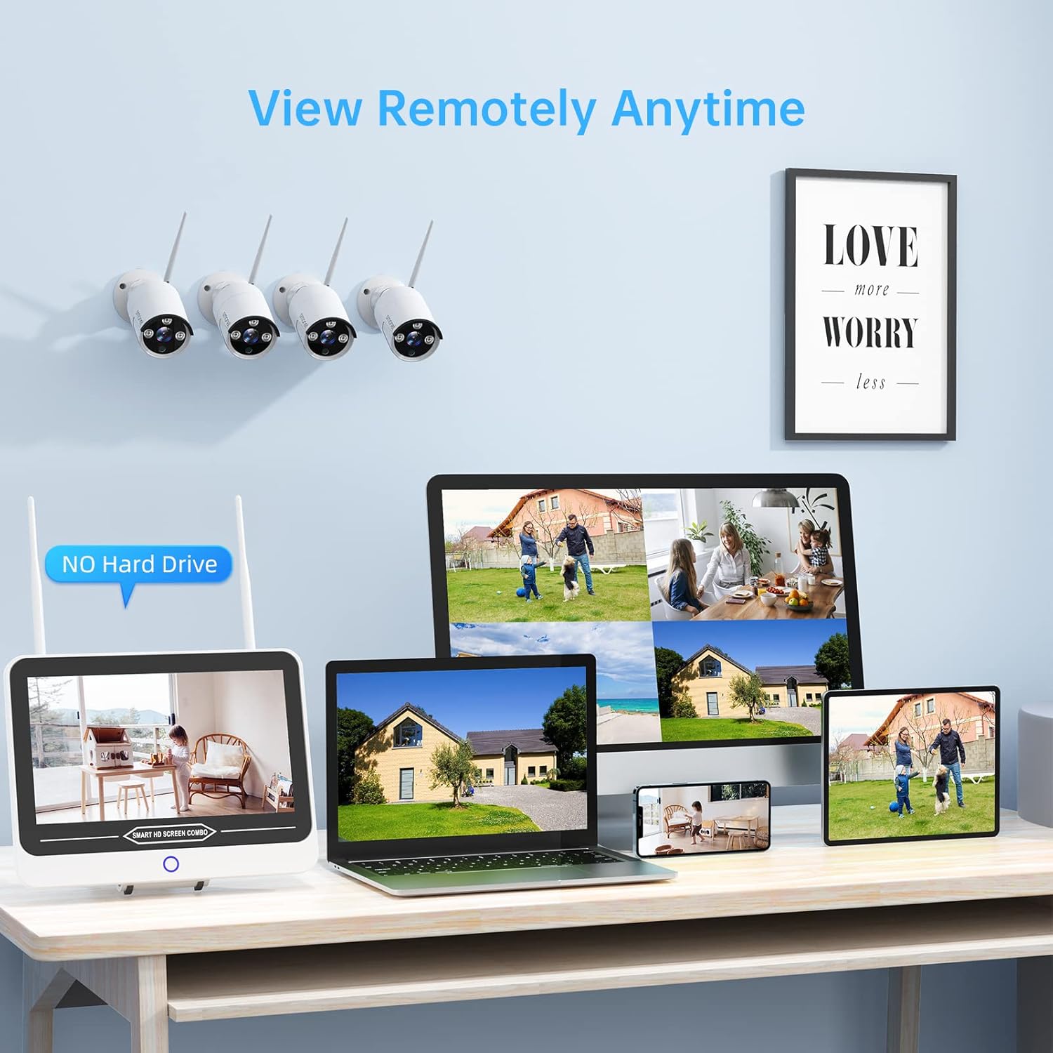3MP Security Camera System Wireless with 12” Monitor,SMONET 8CH WiFi Home Surveillance NVR Kits All in One,4Pcs 3MP Outdoor Indoor CCTV IP Cameras
