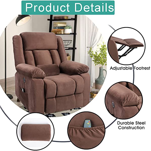 BINGTOO Power Lift Recliner Chair with Massage and Heat, Electric Fabric Vibration Massage Sofa for Elderly/Adult for Living Room