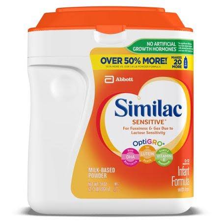 Similac Sensitive for Fussiness and GAS Infant Formula with Iron, Baby Formula 34 oz, 2 Count