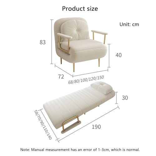 Folding Sofa Bed 3-in-1 Multi Function Lazy Couch Convertible Sleeper Chair Bed for Living Room Bedroom Fold Out Sofa Easy Space Saving (Color :