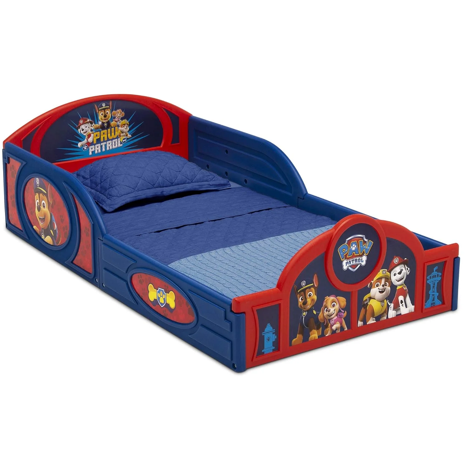 Delta Children Nick Jr. PAW Patrol Plastic Sleep and Play Toddler Bed with Attached Guardrails - Curated Treasures Market
