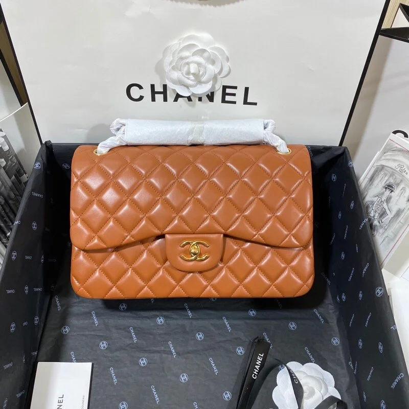 Chanel Large Classic Handbag Gold Hardware Brown For Women, Women&rsquo;s Handbags, Shoulder Bags 11.8in/30cm
