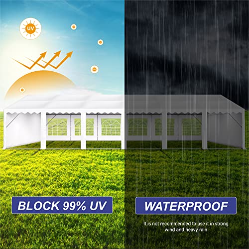 PHI VILLA 20'x16' Outdoor Heavy Duty Party Tent Large Commercial Canopy Wedding Event Shelter with Removable Sidewalls & 3 Storage Bags for Patio