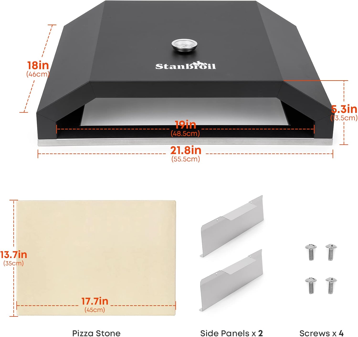 Stanbroil Pizza Oven for Blackstone 36" Gas Griddle Cooking Station, Outdoor Pizza Maker with Side Panels and Temperature Gauge