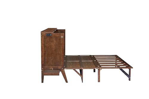 Queen Murphy Bed with Desk and Removable Shelves on Each Side, Murphy Bed Chest Murphy Bed Frame w/USB Port for Home Office, Studio or Guest Room