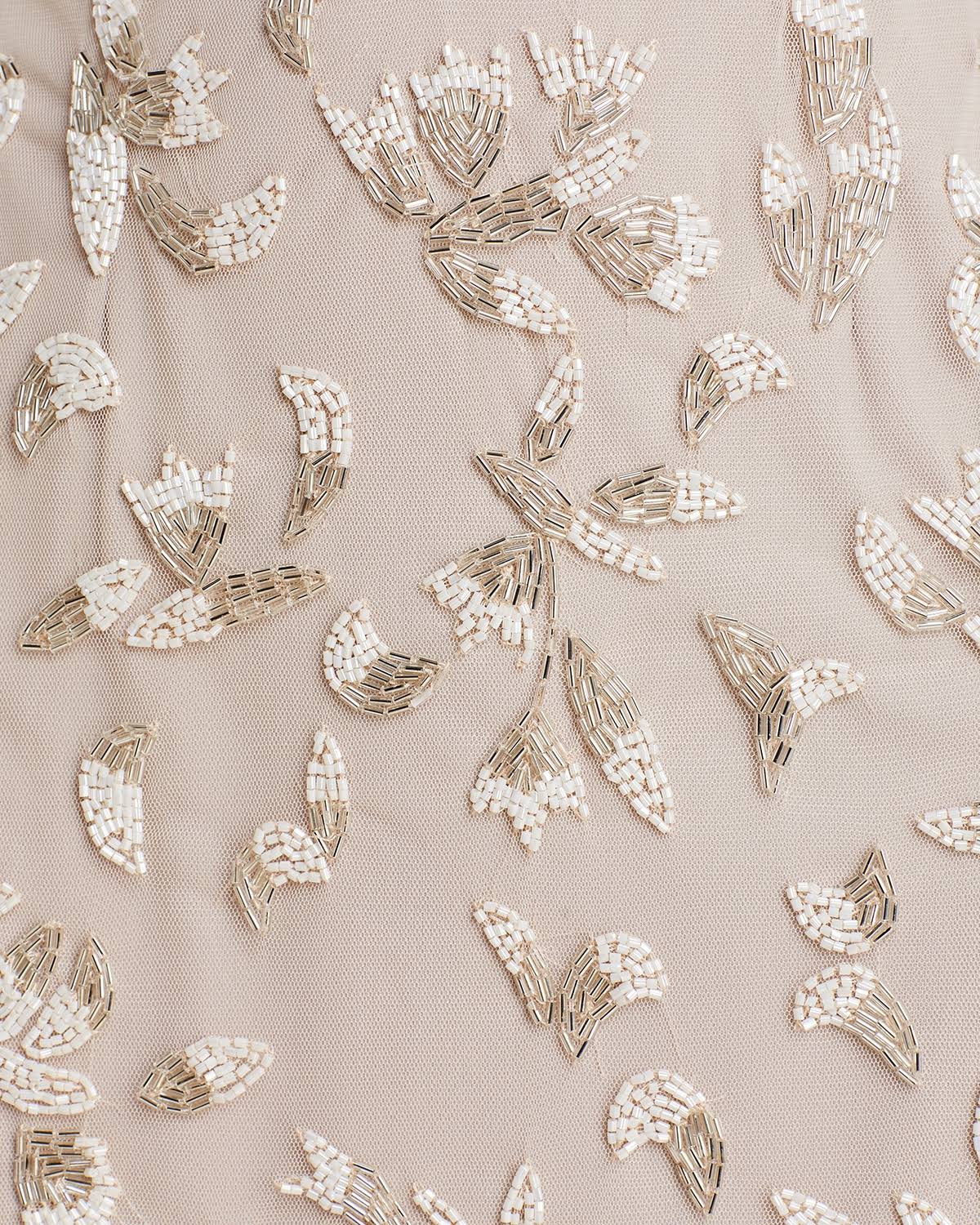 Adrianna Papell Beaded Godet Gown - 6 / Biscotti