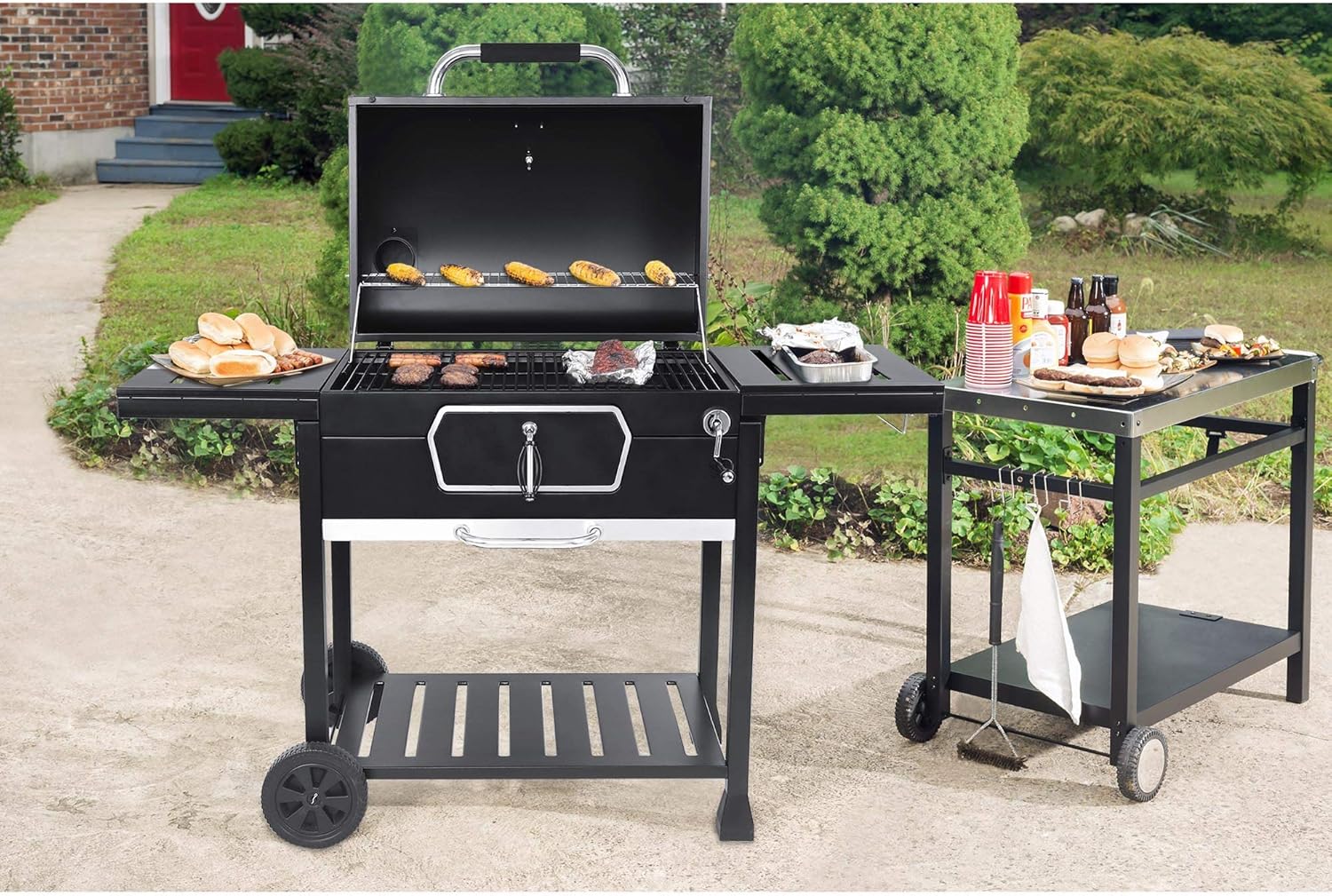 Royal Gourmet CD2030AN 30-Inch Charcoal Grill, Deluxe BBQ Smoker Picnic Camping Patio Backyard Cooking, Black