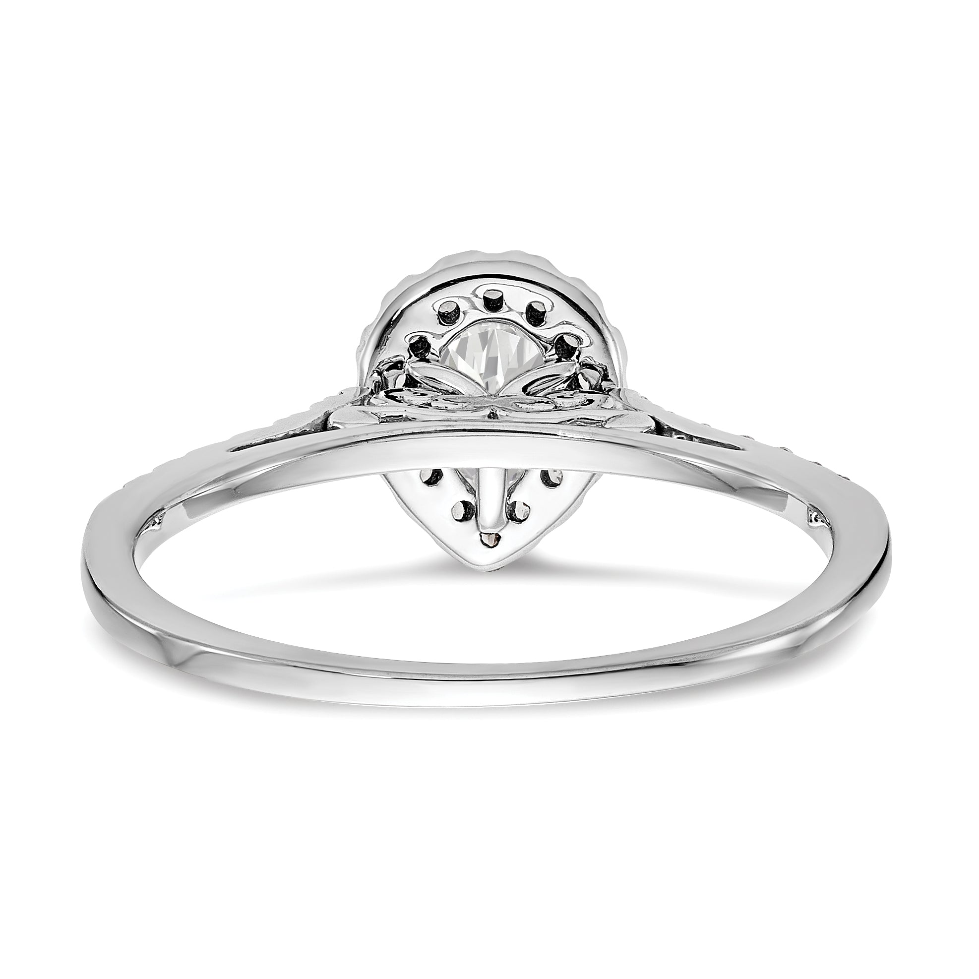 0.75ct. CZ Solid Real 14K White Gold Pear Halo Engagement Ring