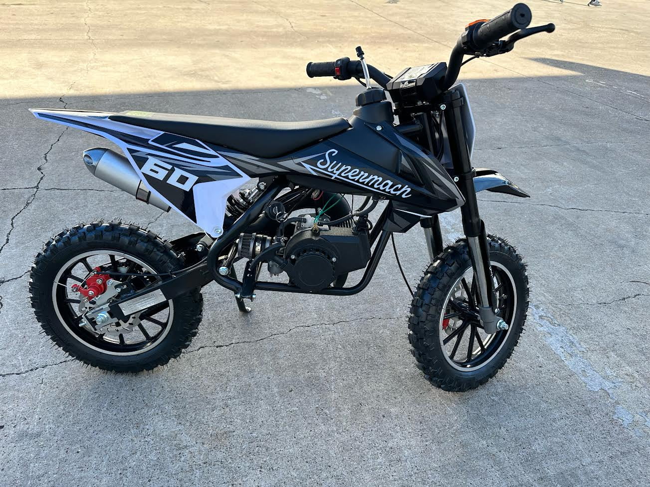 Supermach 49CC 2-Stroke Gas Power Mini Dirt Bike Dakar Pit Bike GB60 for Youth and Kids-Black - Radiant Selections
