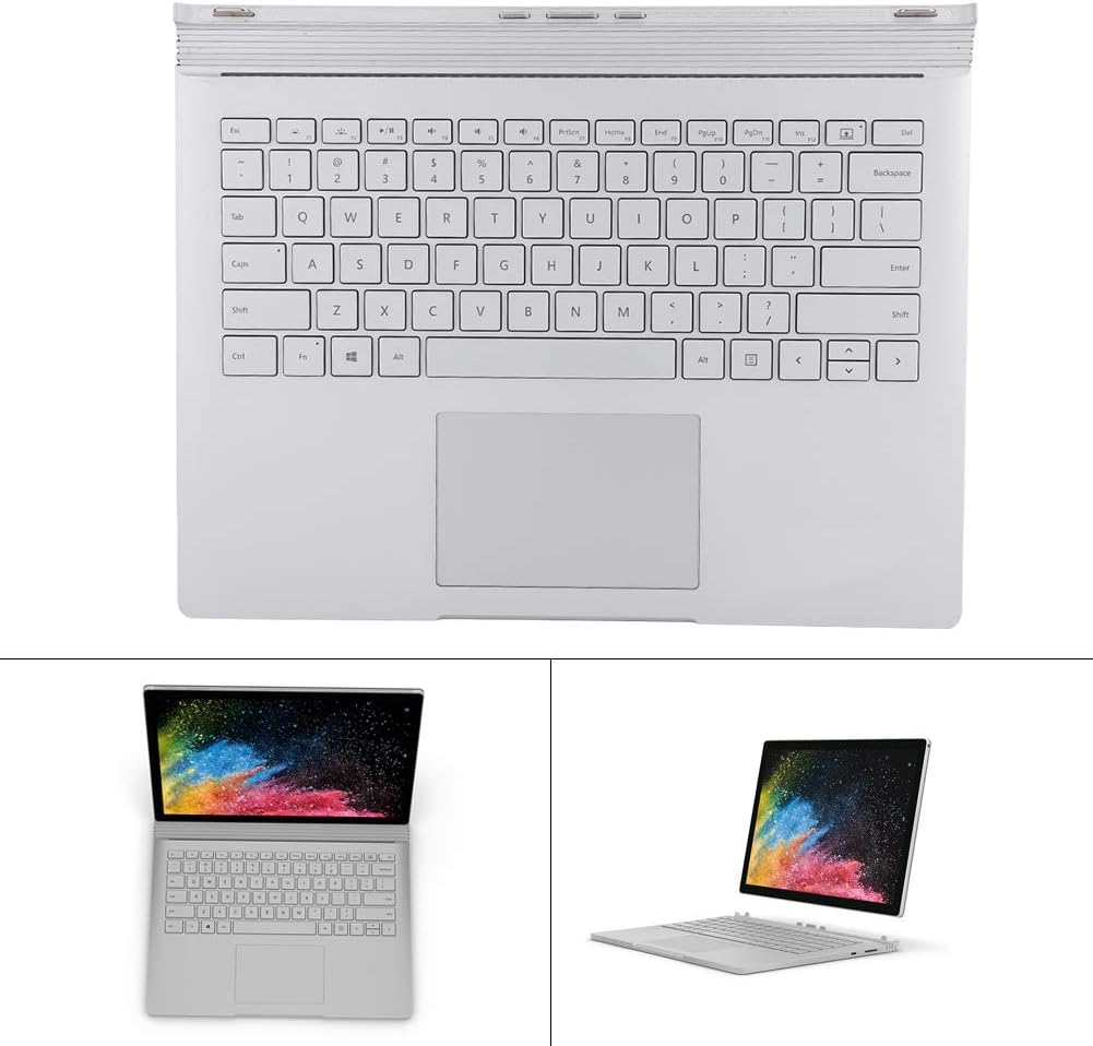 Hopcd Laptop Keyboard for Surface Book, Multifunctional Notebook Laptop Keyboard Replacement for Surface Book 1 1704, Silver