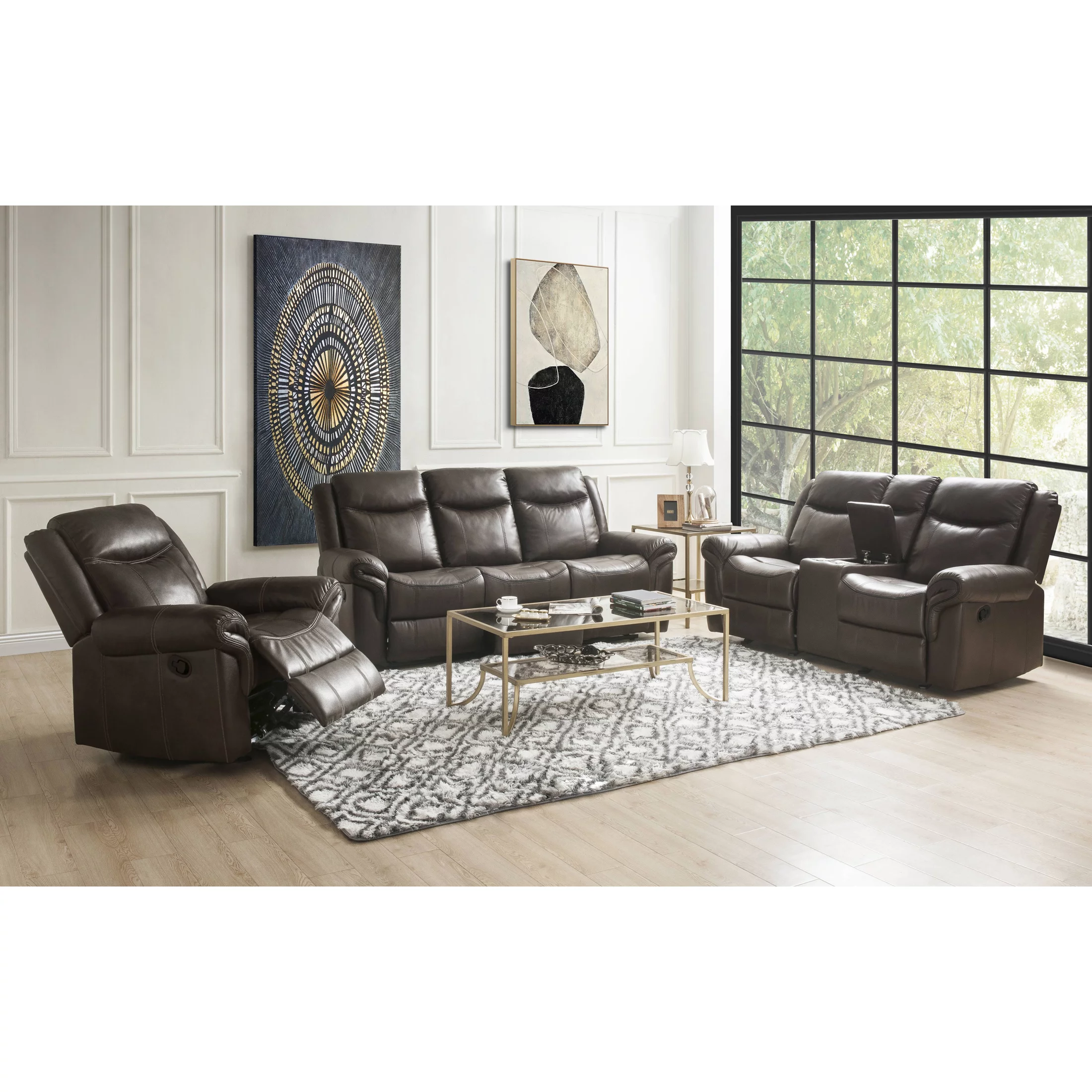 ACME Lydia Glider Recliner in Brown Leather Aire