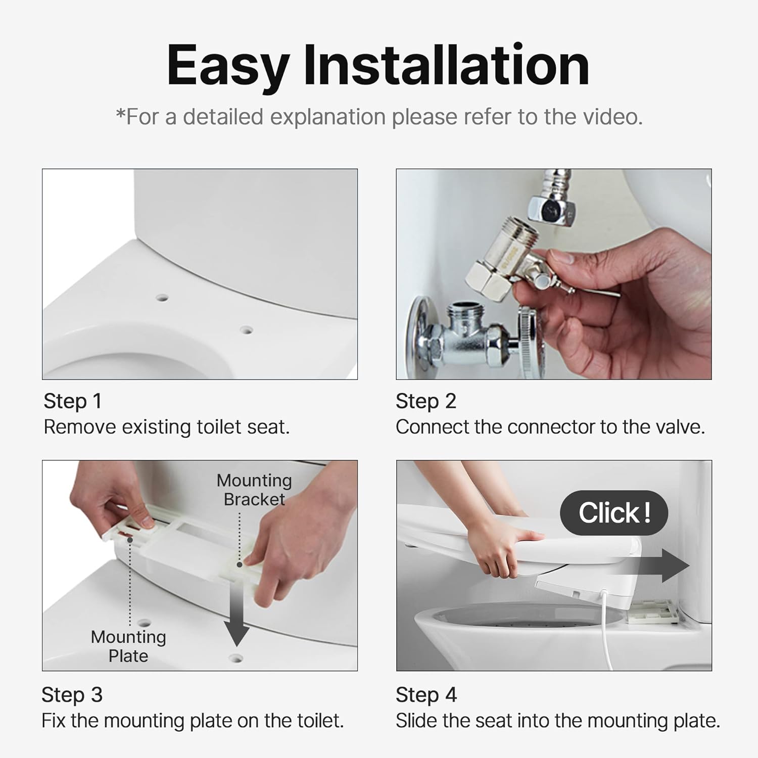 BID-S24D Electric Bidet Toilet Seat Elongated| Adjustable Warm Water