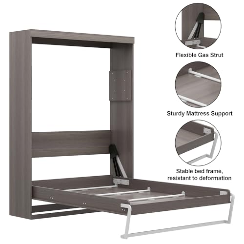 Black Wood Full Size Murphy Bed, Murphy Bed Full Space-Saving Wall Beds