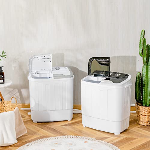 Giantex Portable Washing Machine, 13lbs Mini Twin Tub, 8Lbs Washer & 5Lbs Spinner, Compact Laundry Washer Combo, Built-in Pump Drain