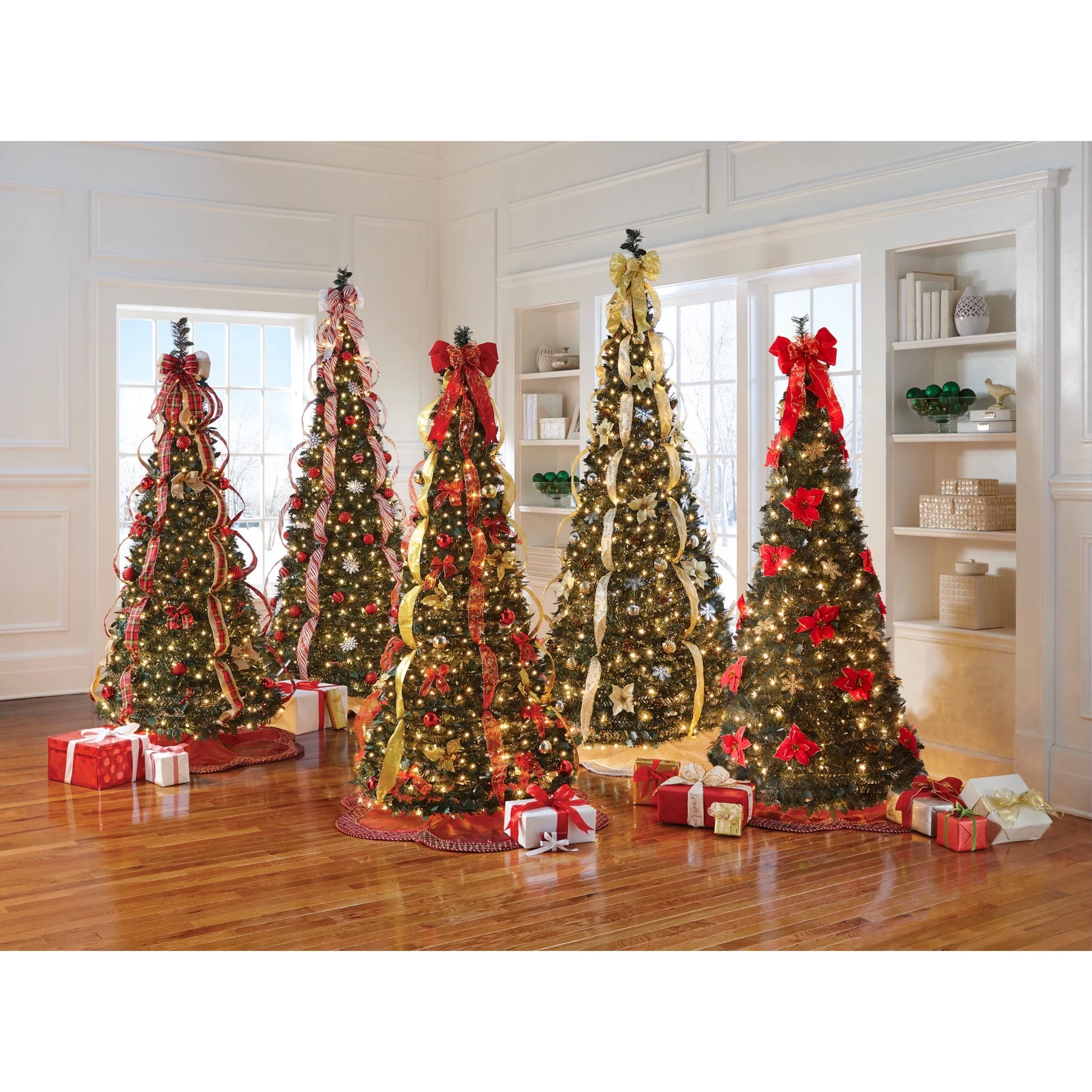 Brylanehome Christmas Fully Decorated Pre-Lit 6 Foot Pop-Up Christmas Tree, Red White